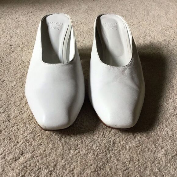 Maryam Nassir Zadeh White Mules Sleek Minimalist Design - Picture 9 of 12